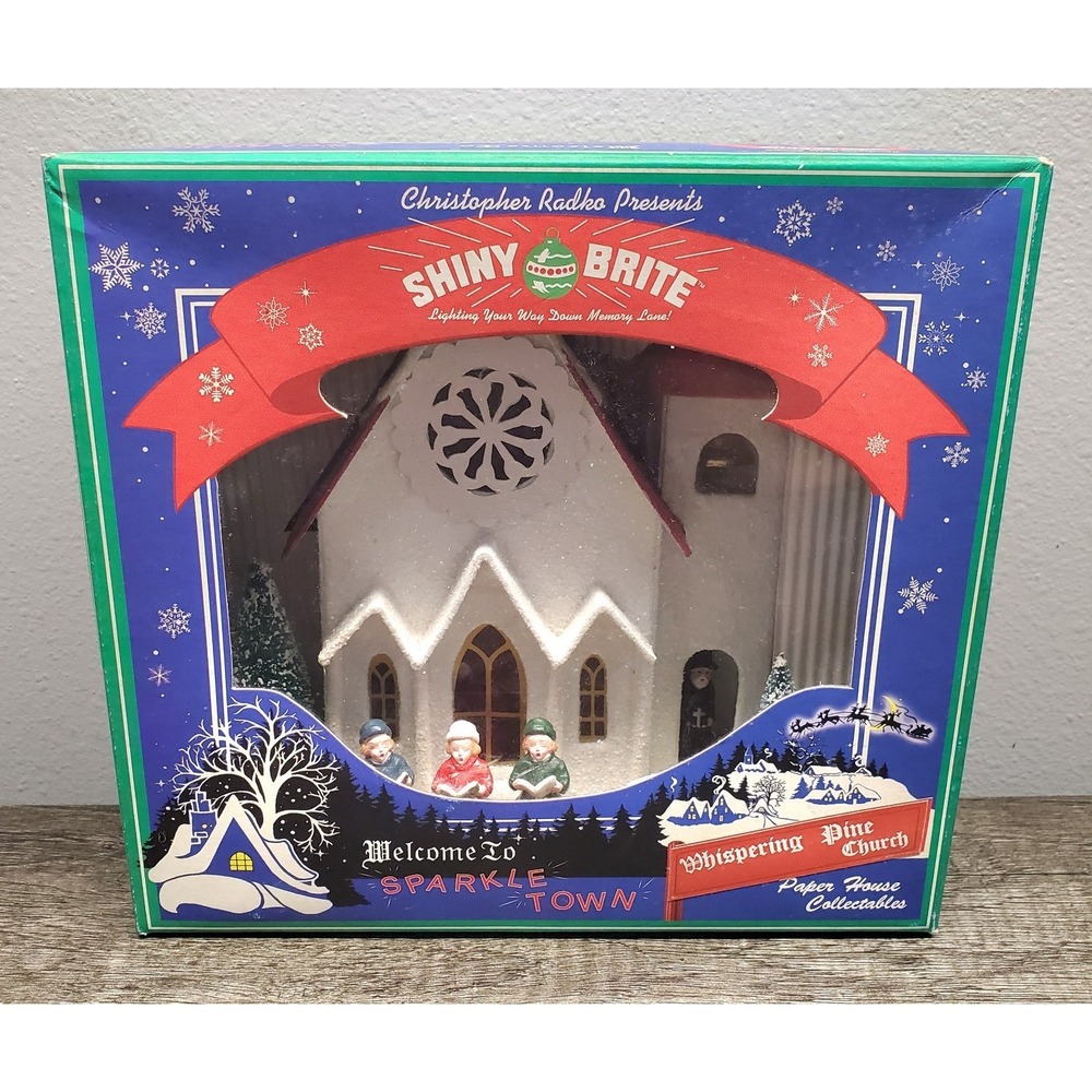 Christopher Radko Shiny Brite Welcome To Sparkle Town Whispering Pine Church NIB